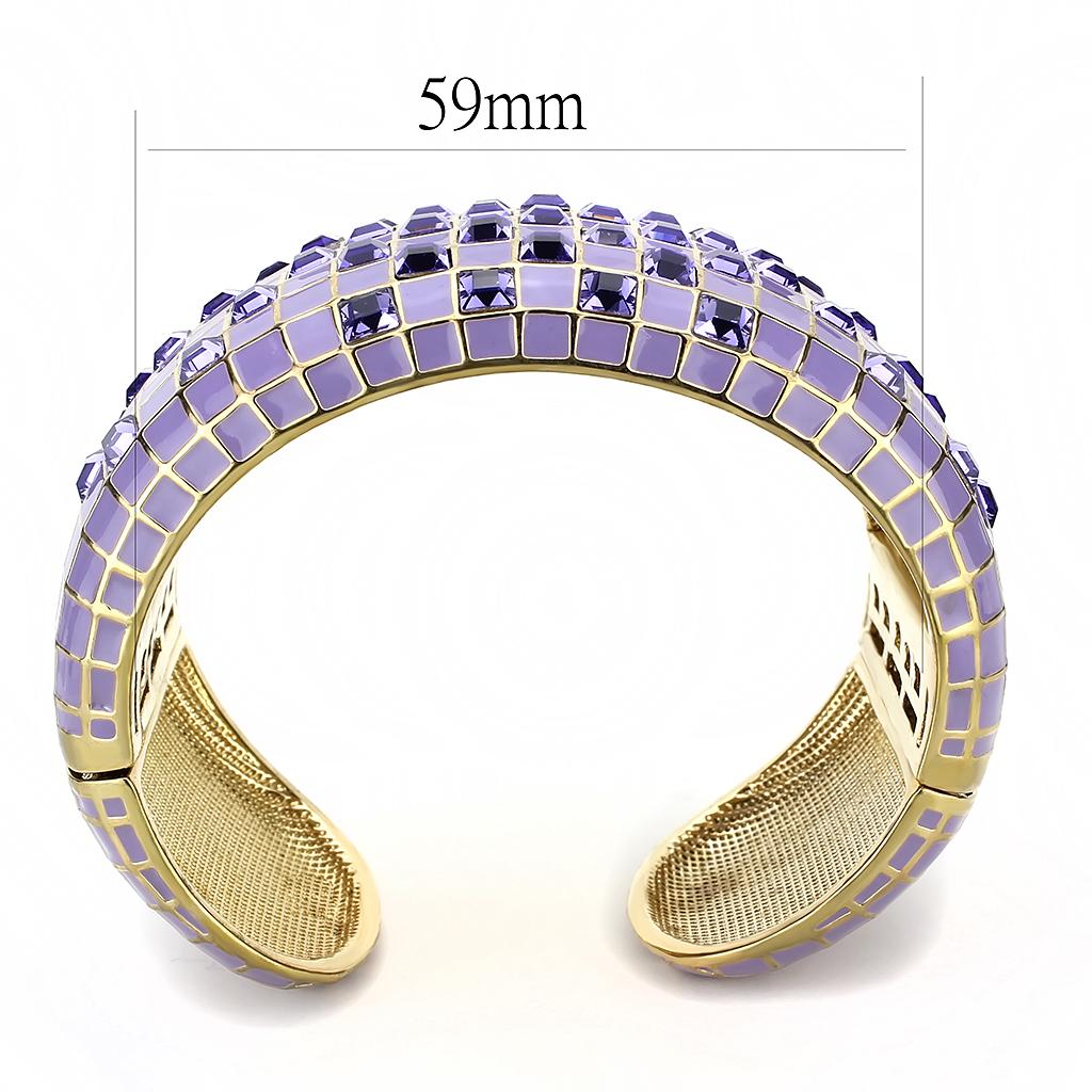 Gold Brass Bangle with Top Grade Crystal  in Tanzanite