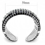 Rhodium Brass Bangle with Top Grade Crystal  in Black Diamond