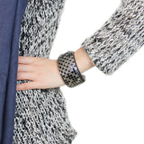 Rhodium Brass Bangle with Top Grade Crystal  in Black Diamond