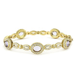 Gold Brass Bangle with Synthetic  in Light Amethyst