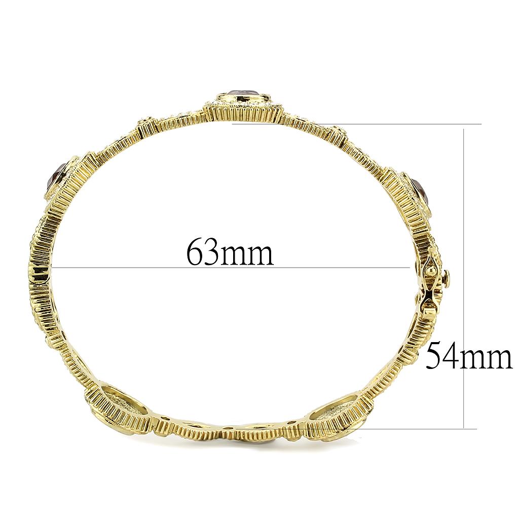 Gold Brass Bangle with Synthetic  in Light Amethyst