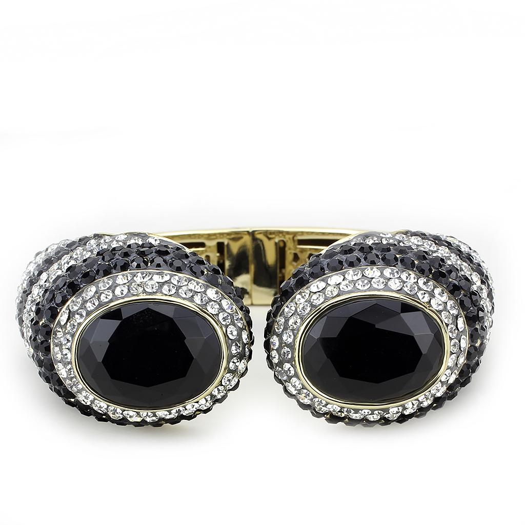 Gold Brass Bangle with Synthetic  in Jet