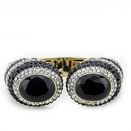 Gold Brass Bangle with Synthetic  in Jet