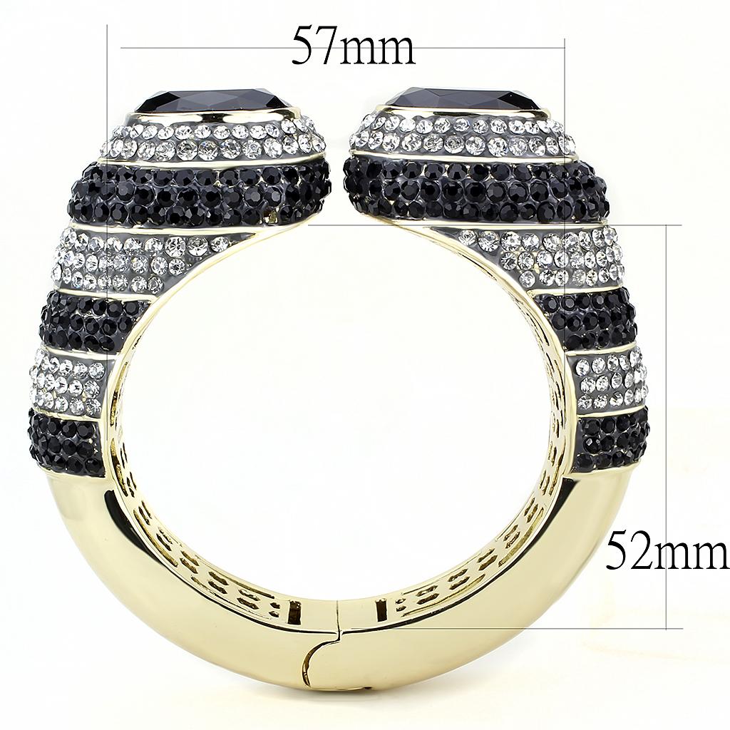 Gold Brass Bangle with Synthetic  in Jet