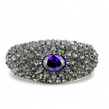 TIN Cobalt Black Brass Bangle with AAA Grade CZ  in Tanzanite