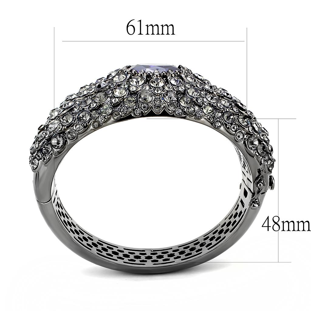 TIN Cobalt Black Brass Bangle with AAA Grade CZ  in Tanzanite