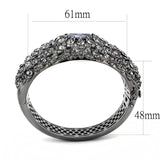 TIN Cobalt Black Brass Bangle with AAA Grade CZ  in Tanzanite
