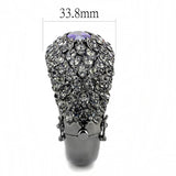TIN Cobalt Black Brass Bangle with AAA Grade CZ  in Tanzanite