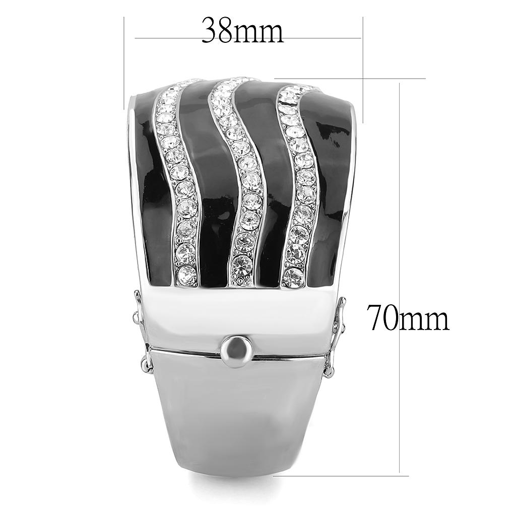 Rhodium Brass Bangle with Top Grade Crystal  in Clear