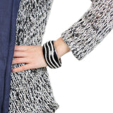 Rhodium Brass Bangle with Top Grade Crystal  in Clear