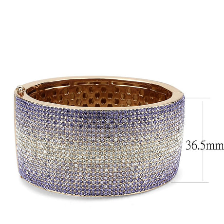 Rose Gold+e-coating Brass Bangle with Top Grade Crystal  in Multi Color