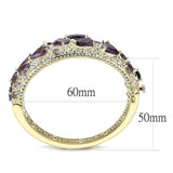 Gold Brass Bangle with Synthetic  in Amethyst