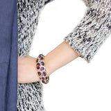 Gold Brass Bangle with Synthetic  in Amethyst