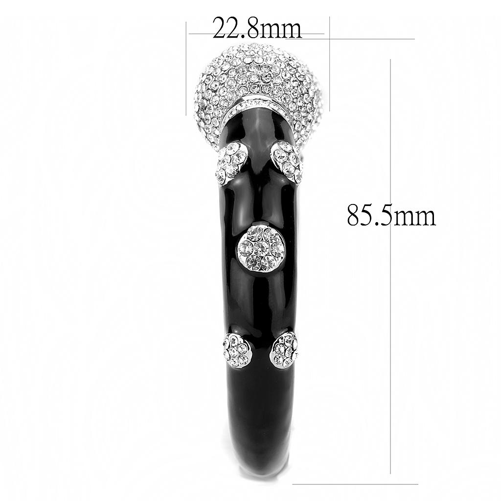 Rhodium Brass Bangle with Top Grade Crystal  in Clear