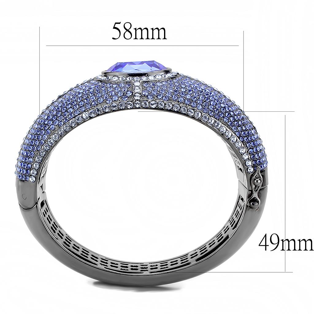 TIN Cobalt Black Brass Bangle with Top Grade Crystal  in Sapphire