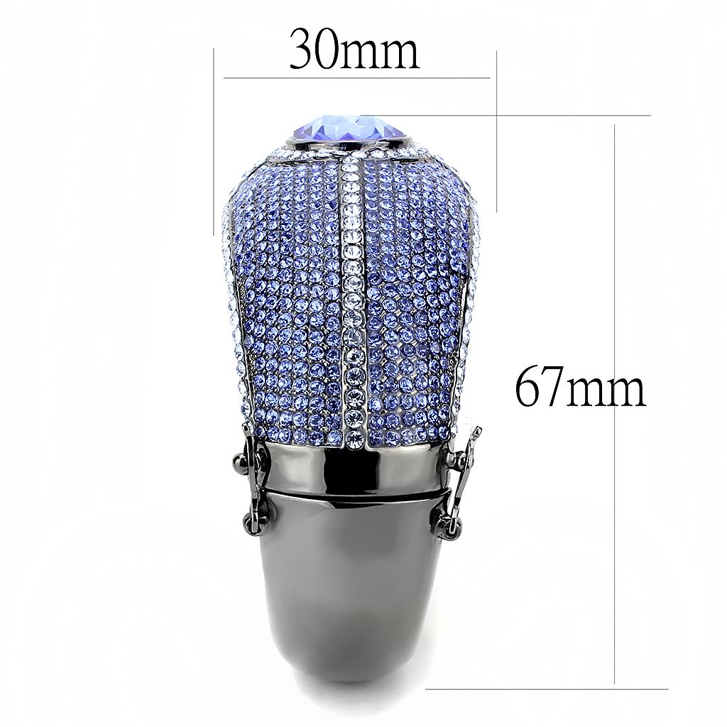 TIN Cobalt Black Brass Bangle with Top Grade Crystal  in Sapphire