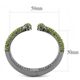 TIN Cobalt Black Brass Bangle with Top Grade Crystal  in Olivine color