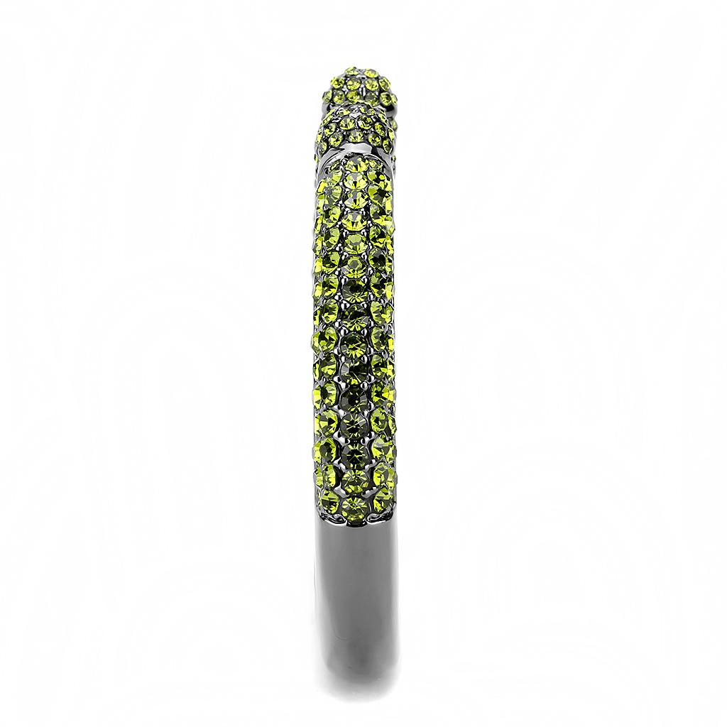 TIN Cobalt Black Brass Bangle with Top Grade Crystal  in Olivine color