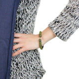 TIN Cobalt Black Brass Bangle with Top Grade Crystal  in Olivine color