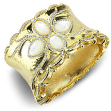 Gold Brass Bangle with Synthetic  in White