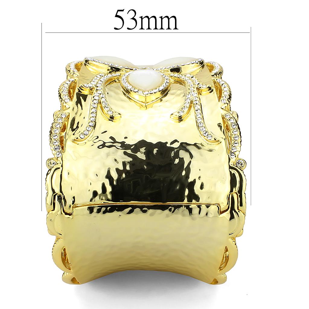 Gold Brass Bangle with Synthetic  in White
