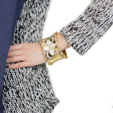 Gold Brass Bangle with Synthetic  in White