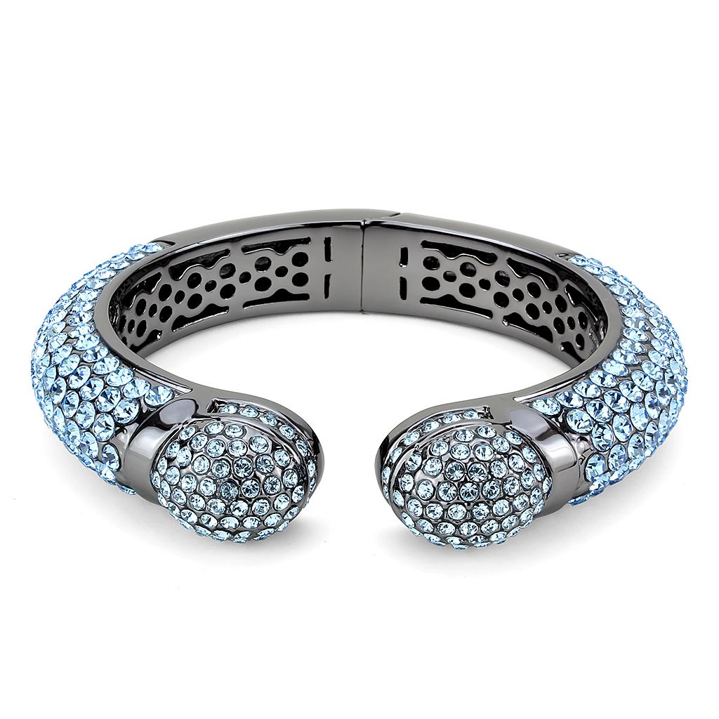 TIN Cobalt Black Brass Bangle with Top Grade Crystal  in Sea Blue