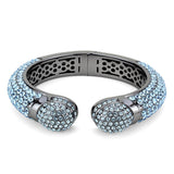 TIN Cobalt Black Brass Bangle with Top Grade Crystal  in Sea Blue