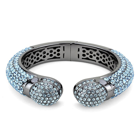 TIN Cobalt Black Brass Bangle with Top Grade Crystal  in Sea Blue