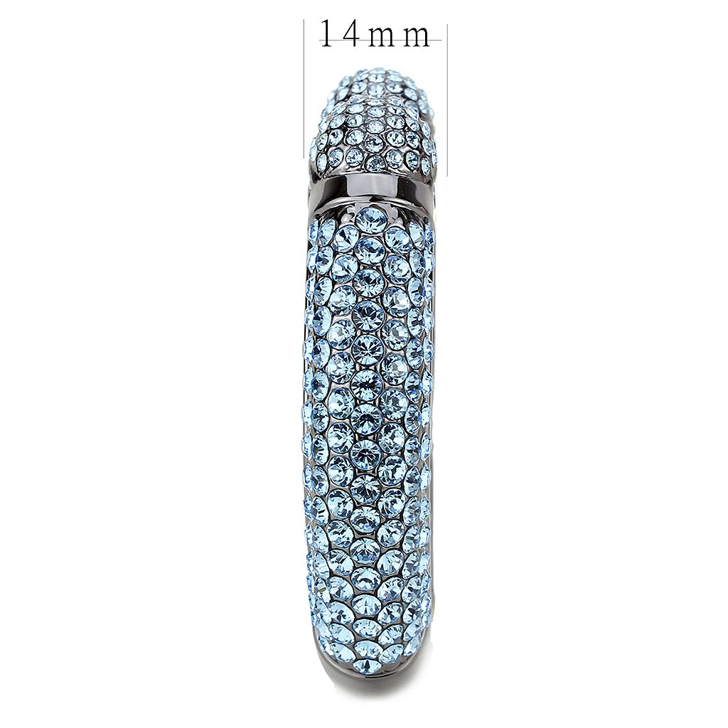 TIN Cobalt Black Brass Bangle with Top Grade Crystal  in Sea Blue
