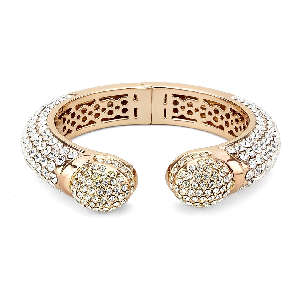 Flash Rose Gold Brass Bangle with Top Grade Crystal  in Clear