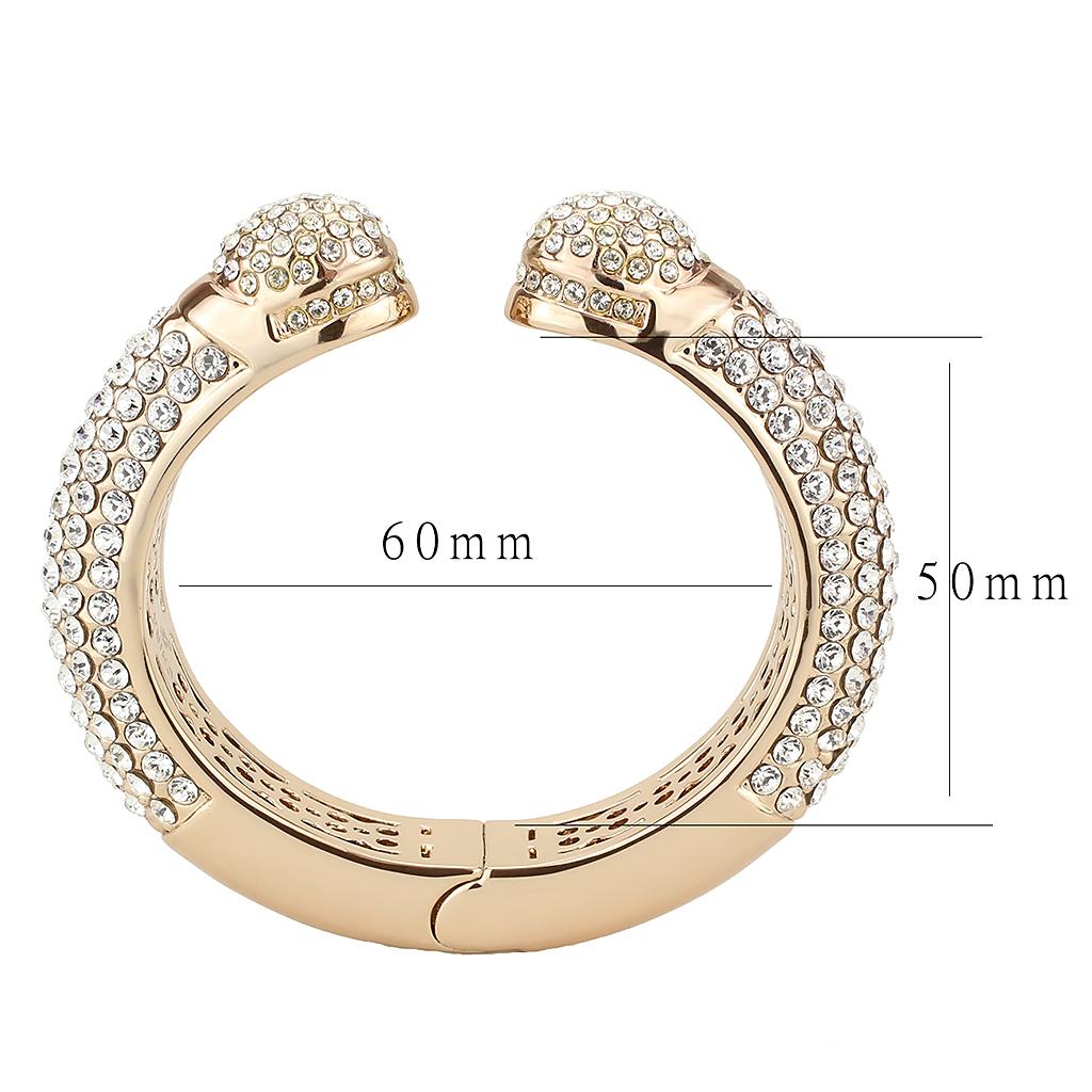 Flash Rose Gold Brass Bangle with Top Grade Crystal  in Clear