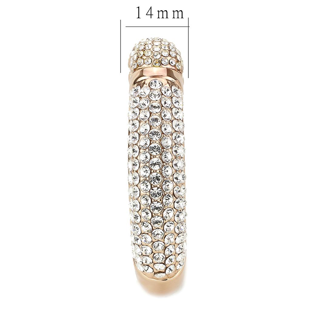 Flash Rose Gold Brass Bangle with Top Grade Crystal  in Clear