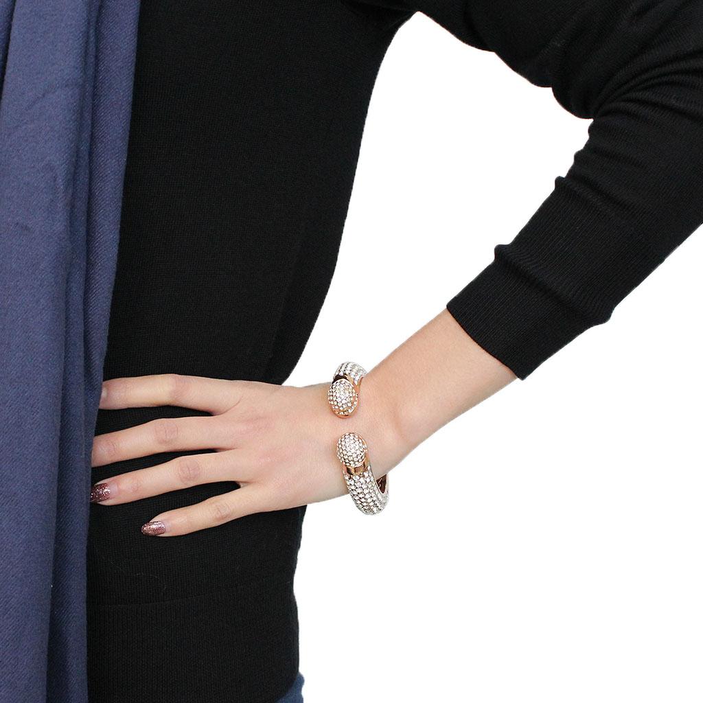 Flash Rose Gold Brass Bangle with Top Grade Crystal  in Clear