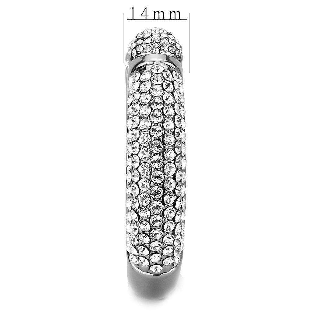 TIN Cobalt Black Brass Bangle with Top Grade Crystal  in Clear