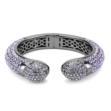 TIN Cobalt Black Brass Bangle with Top Grade Crystal  in Amethyst