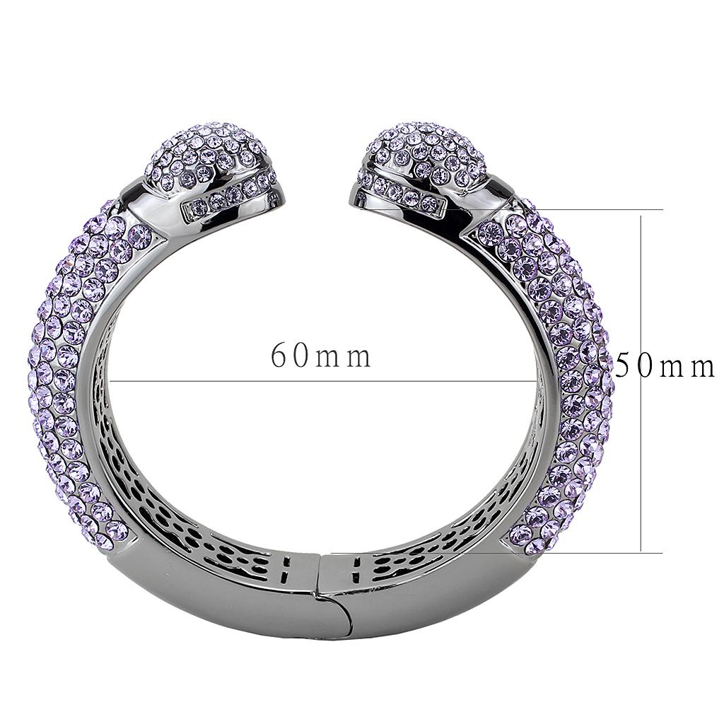 TIN Cobalt Black Brass Bangle with Top Grade Crystal  in Amethyst