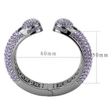 TIN Cobalt Black Brass Bangle with Top Grade Crystal  in Amethyst