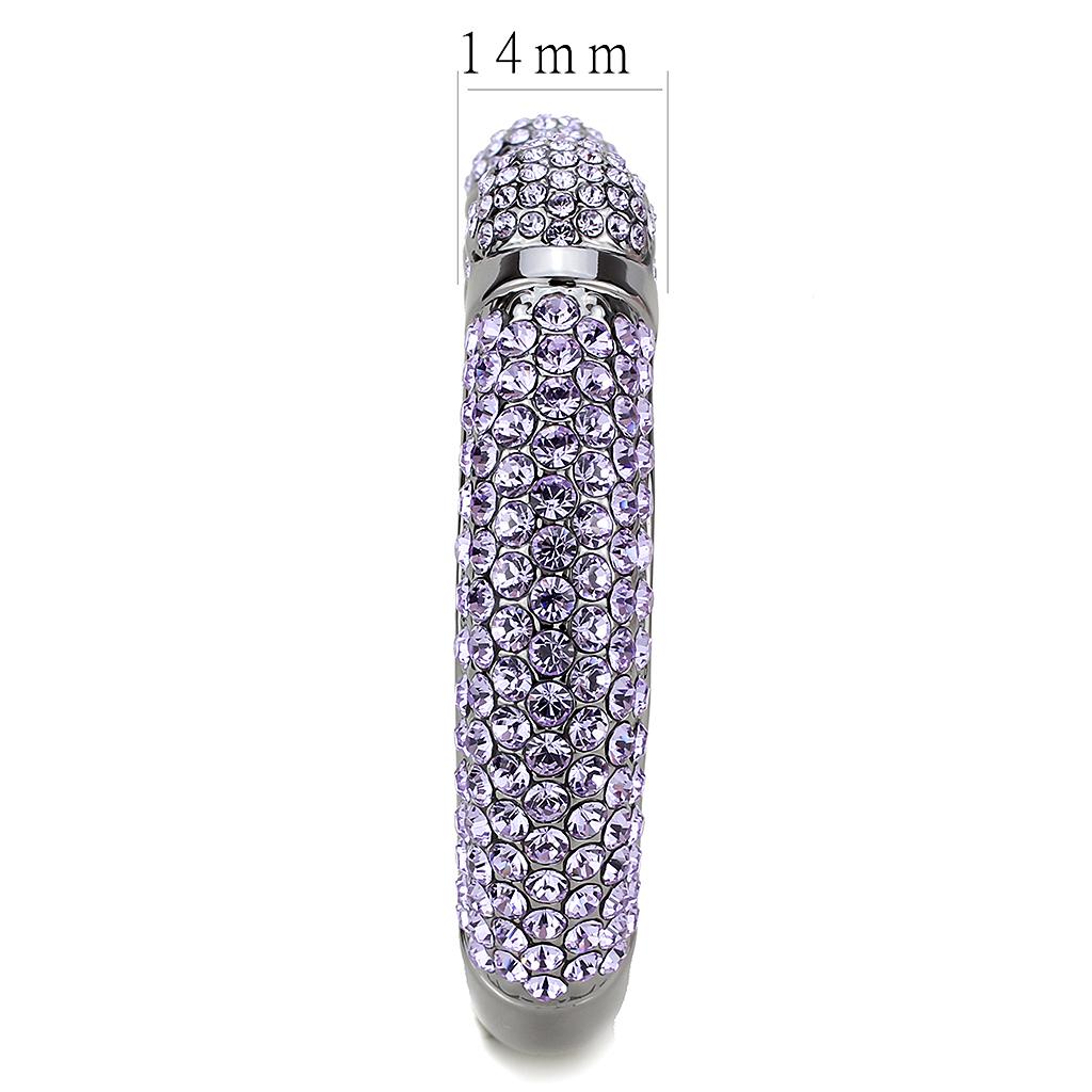 TIN Cobalt Black Brass Bangle with Top Grade Crystal  in Amethyst