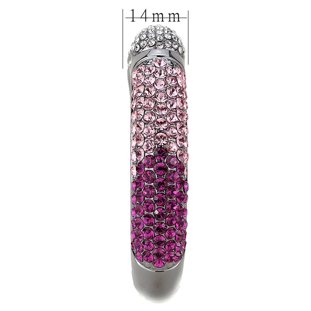 TIN Cobalt Black Brass Bangle with Top Grade Crystal  in Multi Color
