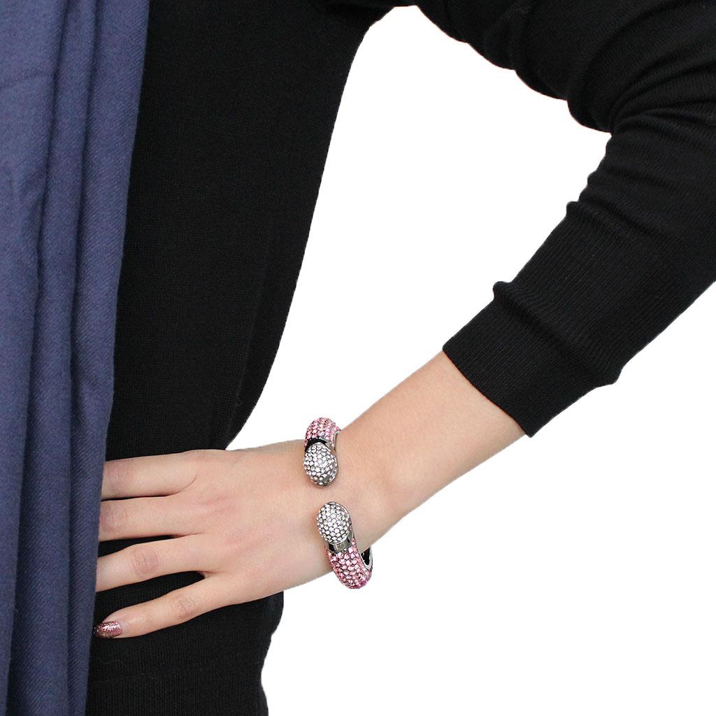 TIN Cobalt Black Brass Bangle with Top Grade Crystal  in Multi Color