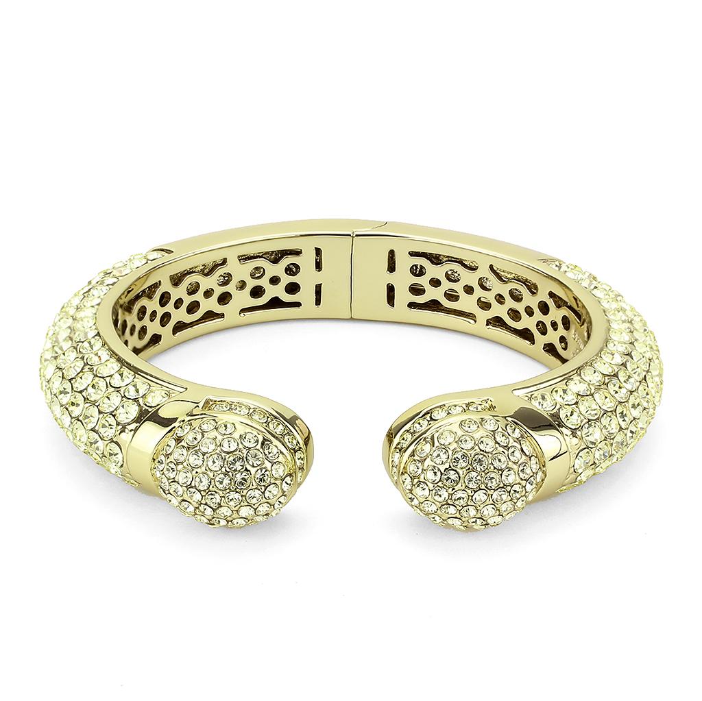 Flash Gold Brass Bangle with Top Grade Crystal  in Citrine Yellow