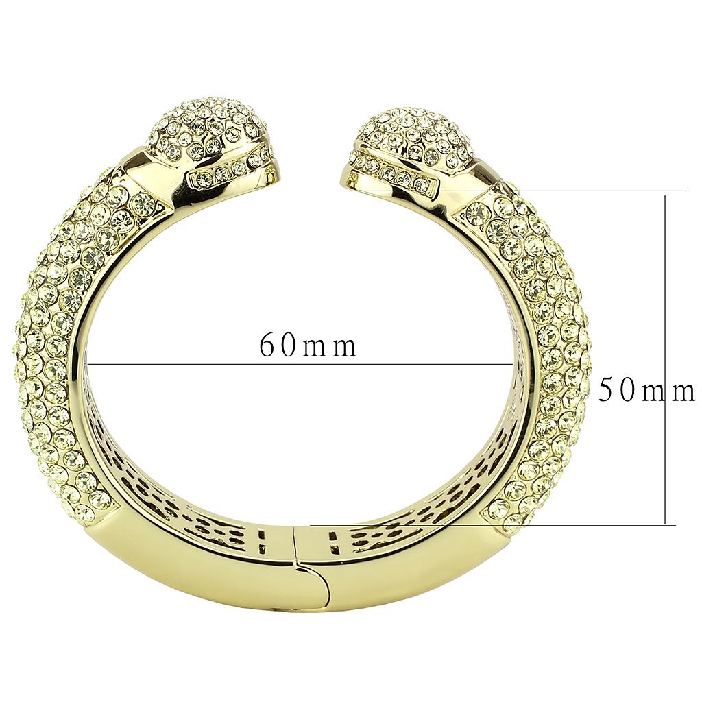Flash Gold Brass Bangle with Top Grade Crystal  in Citrine Yellow
