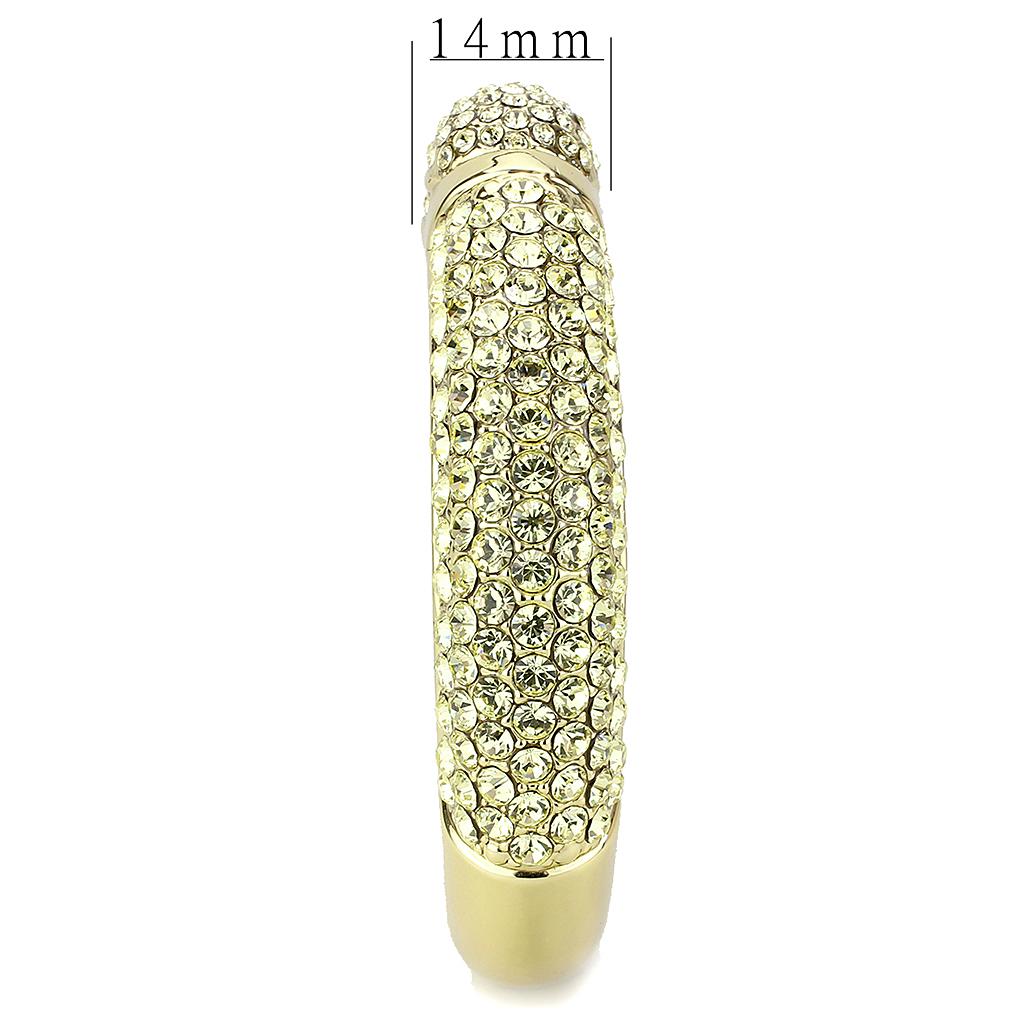 Flash Gold Brass Bangle with Top Grade Crystal  in Citrine Yellow