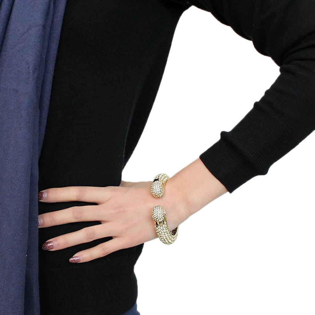 Flash Gold Brass Bangle with Top Grade Crystal  in Citrine Yellow