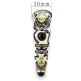 Gold+Hematite Brass Bangle with Synthetic Onyx in Jet