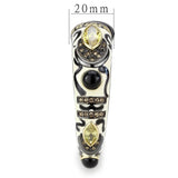 Gold+Hematite Brass Bangle with Synthetic Onyx in Jet