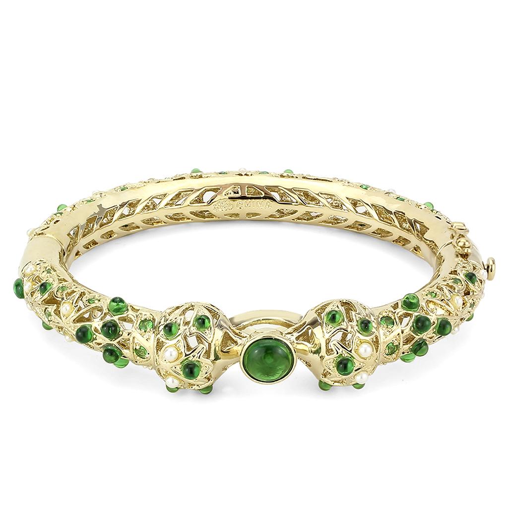 Gold Brass Bangle with Assorted  in Emerald