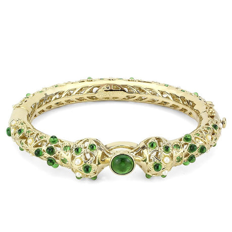 Gold Brass Bangle with Assorted  in Emerald