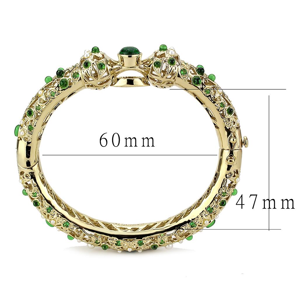 Gold Brass Bangle with Assorted  in Emerald